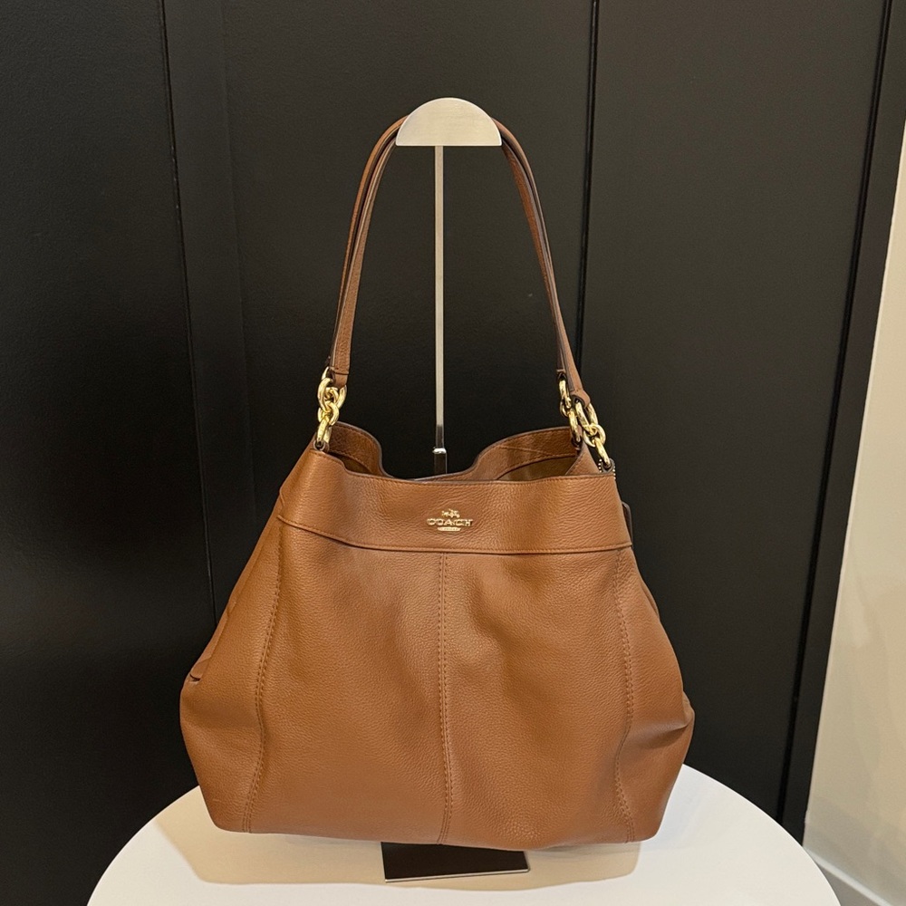 Coach Rich Camel Brown Color Leather Shoulder Bag